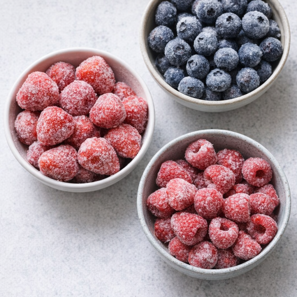 Mixed berries in bowls for cobbler variations