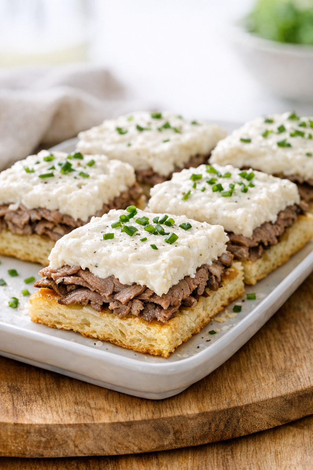 Beef horseradish squares with extra horseradish
