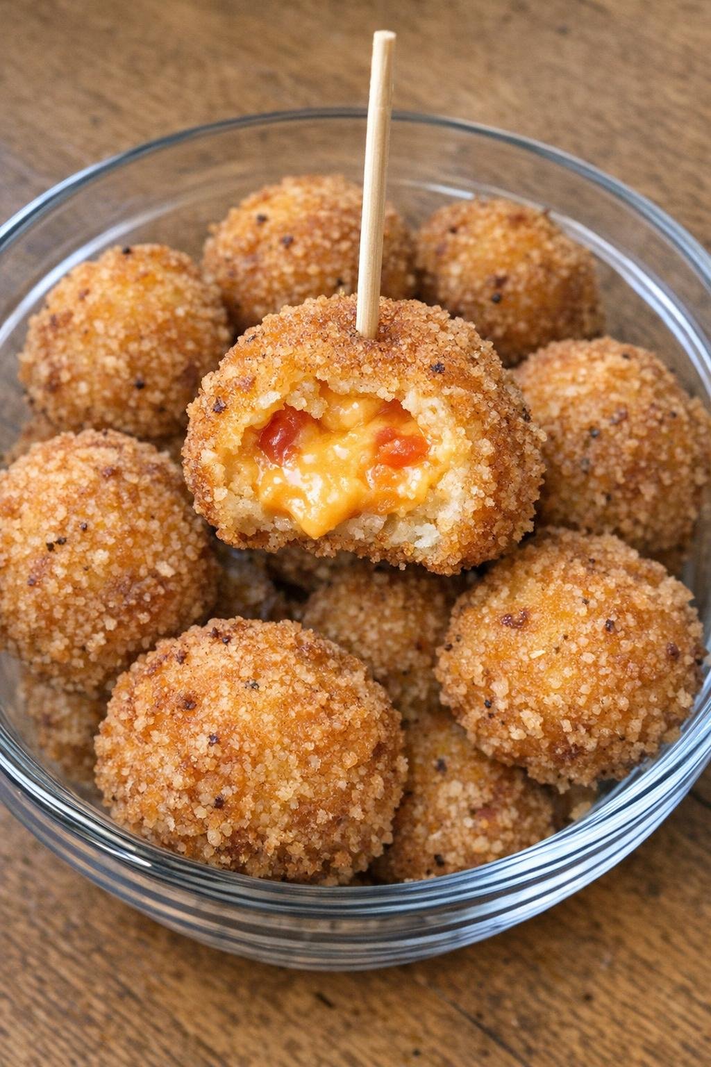 Crispy pimento Radcliffe bites with creamy orange center