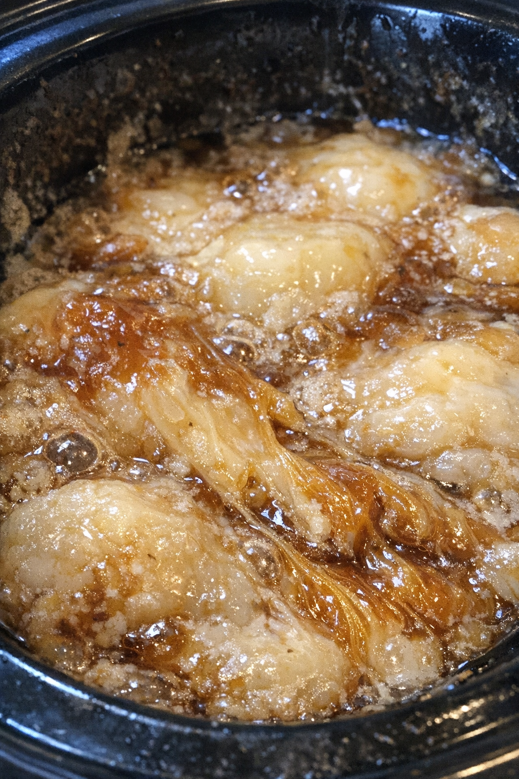 Bubbling amber and pale ivory slow cooker dish