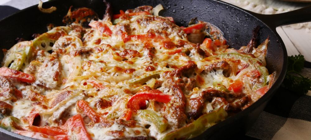 Low Carb Philly Cheesesteak Skillet, Perfect For A Night At Home Watching The 76ers Recipe and Video