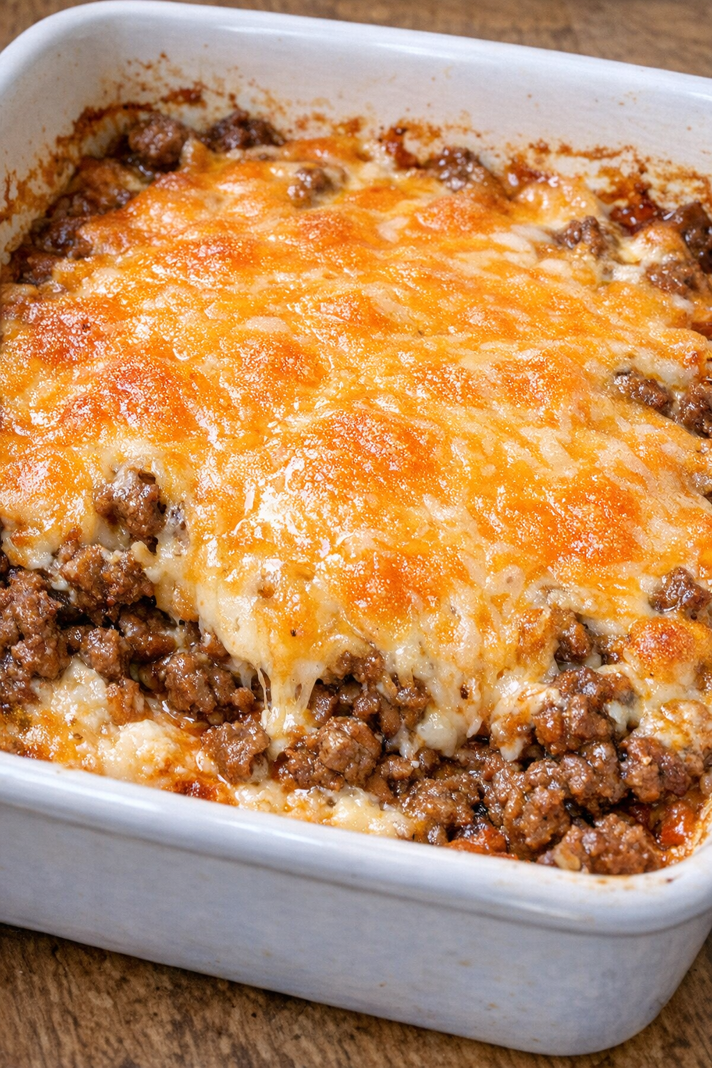 Bubbly baked beef taco dip with melted cheddar