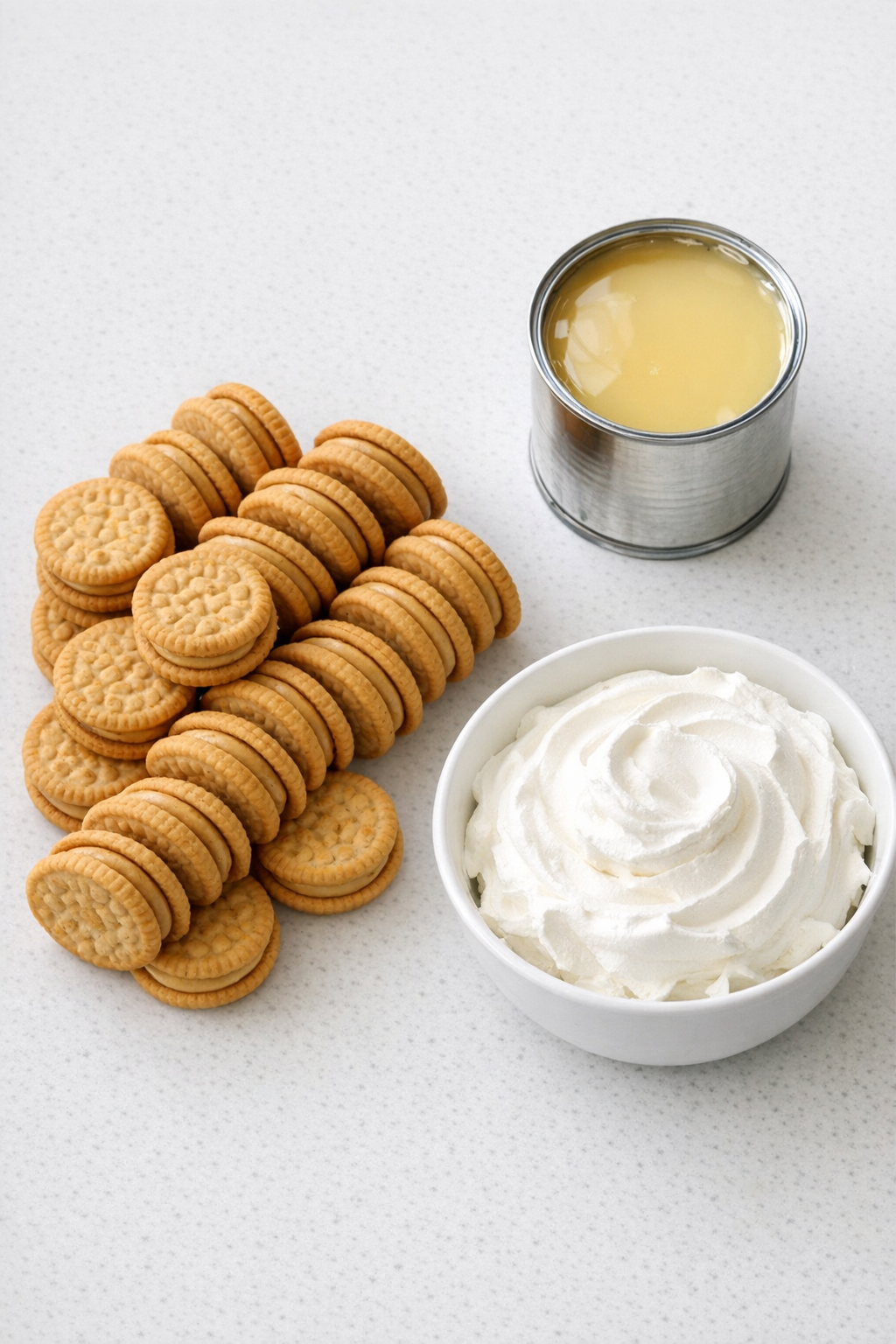 Ingredients for peanut butter cookie dessert