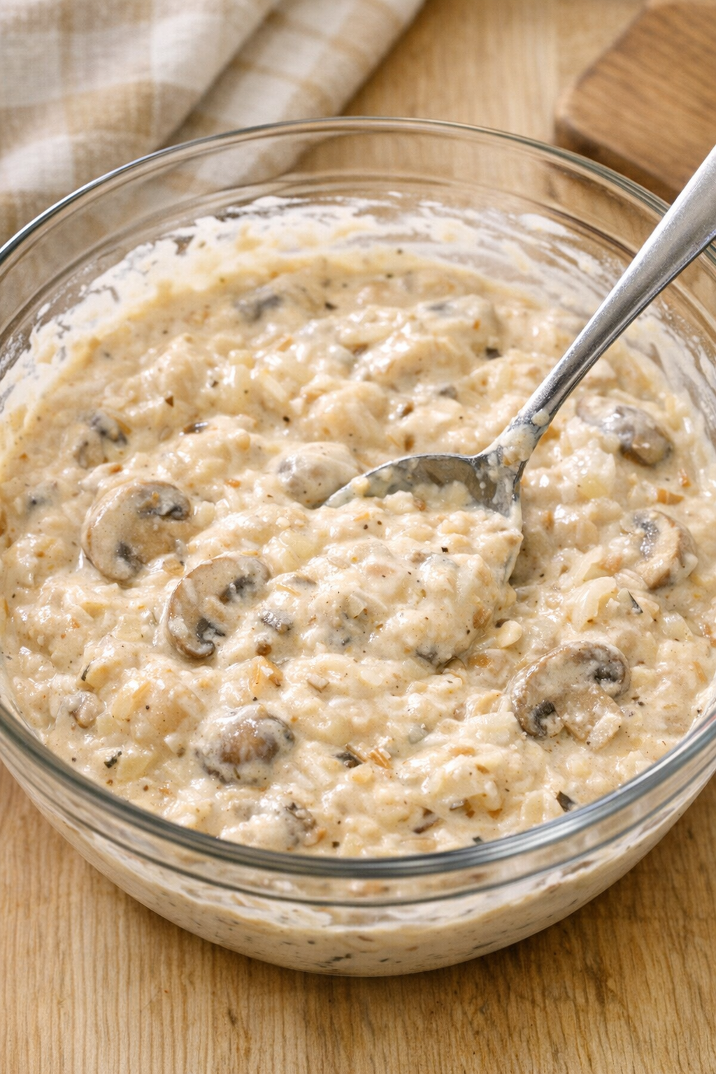 Creamy sauce mixed in a bowl