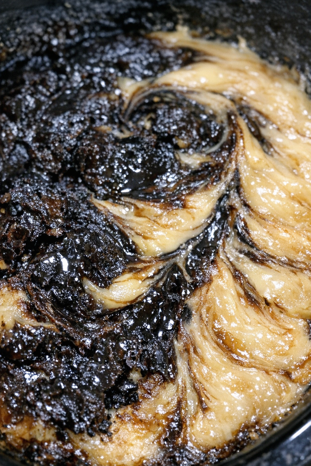 Finished slow cooker marbled cheesecake-style bake