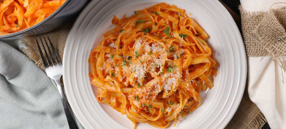 Red Bell Pepper Fettuccine Recipe and Video