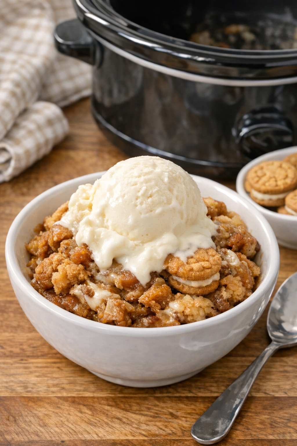 Finished slow cooker peanut butter cookie dessert