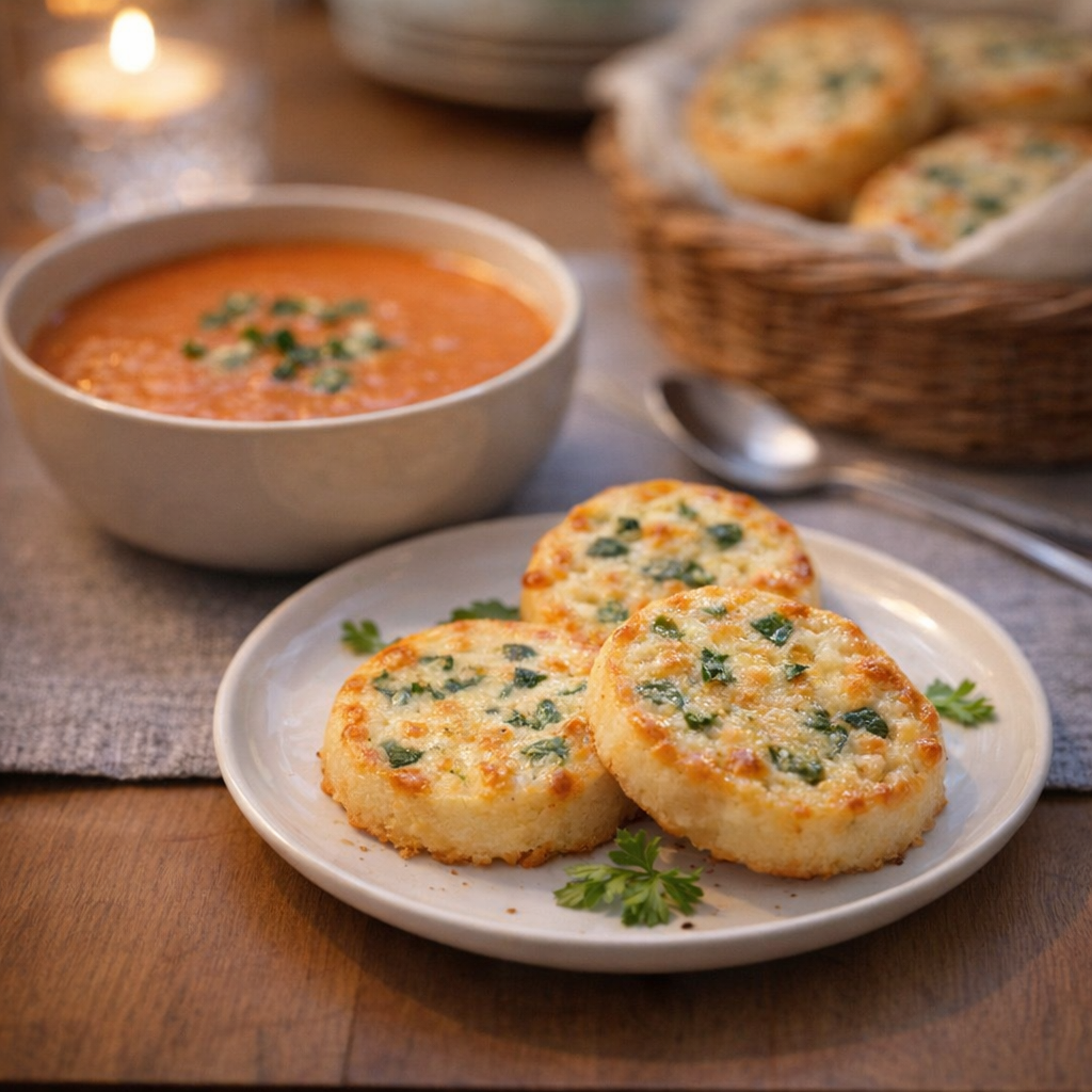 Shortbread served with soup for a family meal