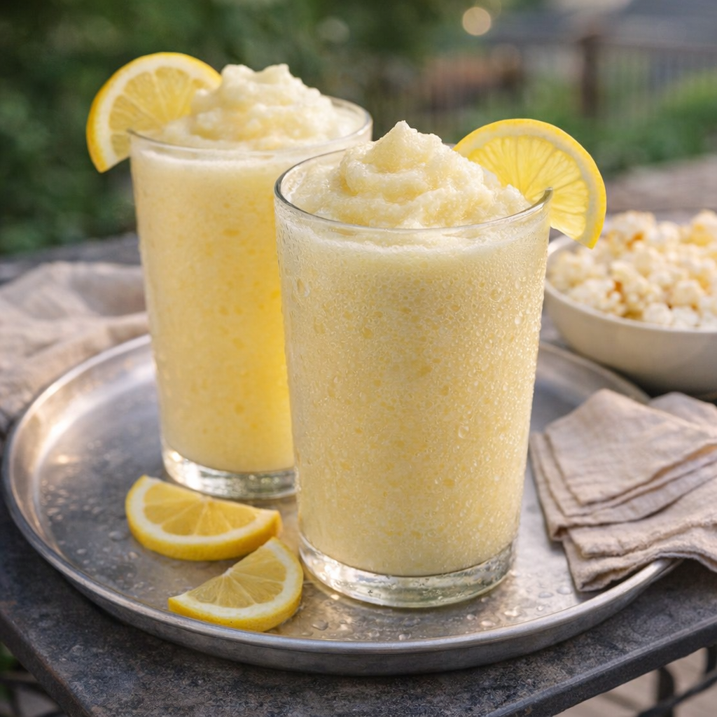 Two glasses of whipped lemonade ready to serve