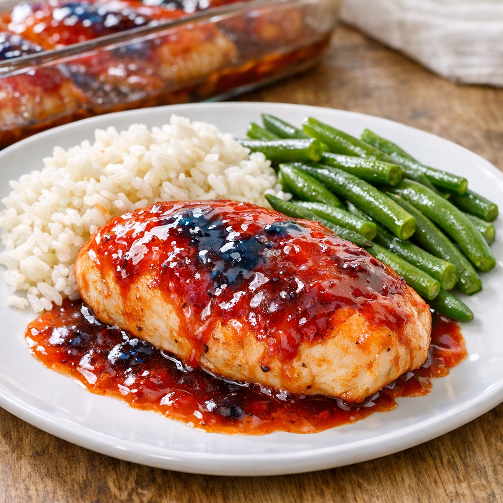 Finished sparkler chicken plated with sauce