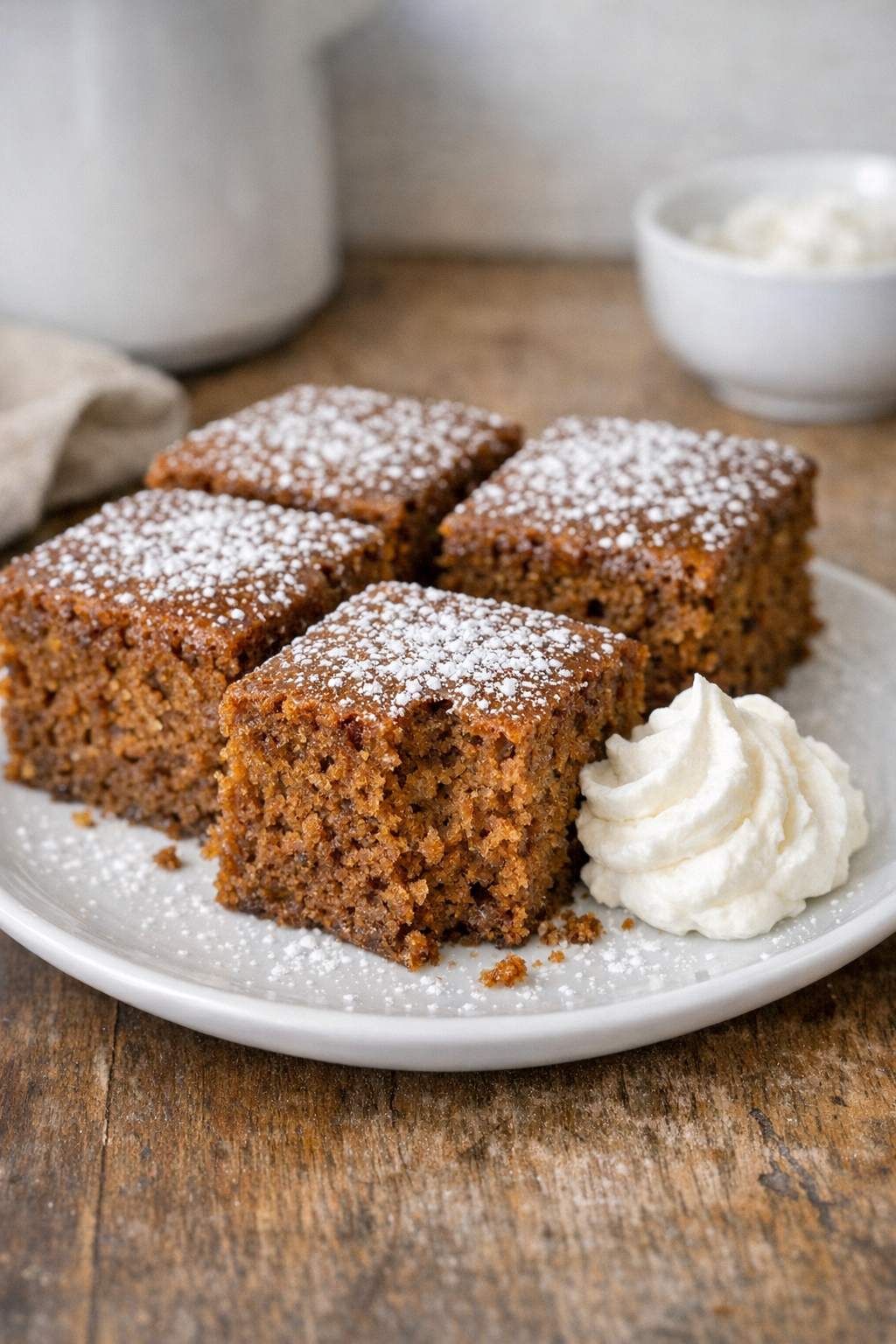 Finished tomato soup cake on a serving plate