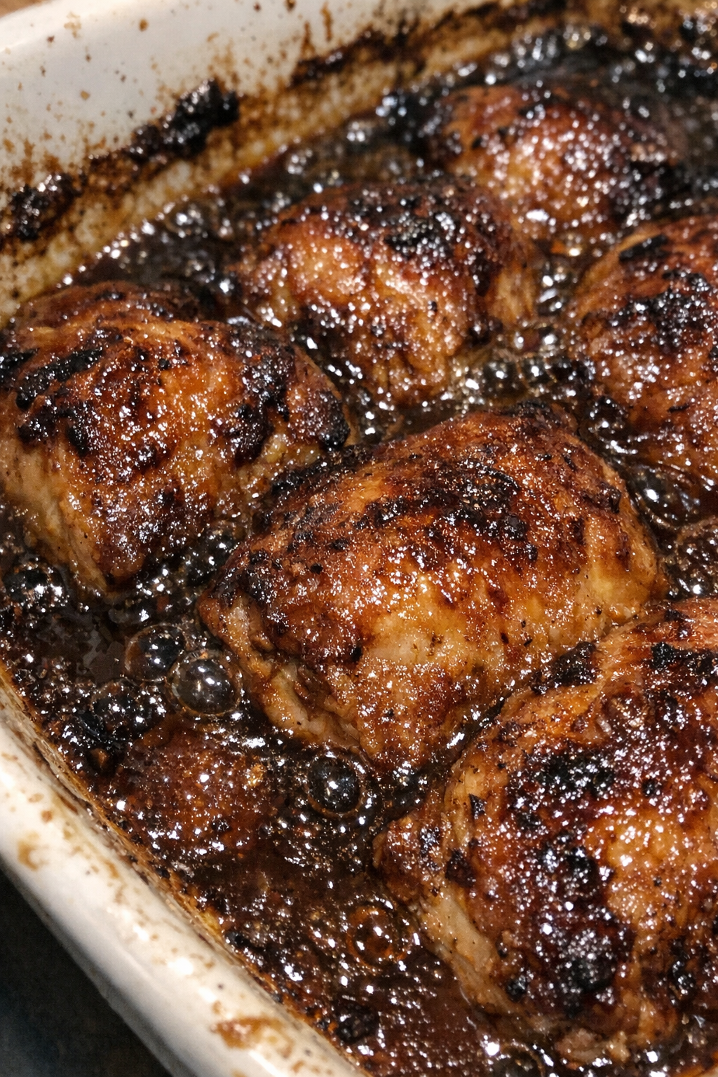 Caramelized baked protein in sauce