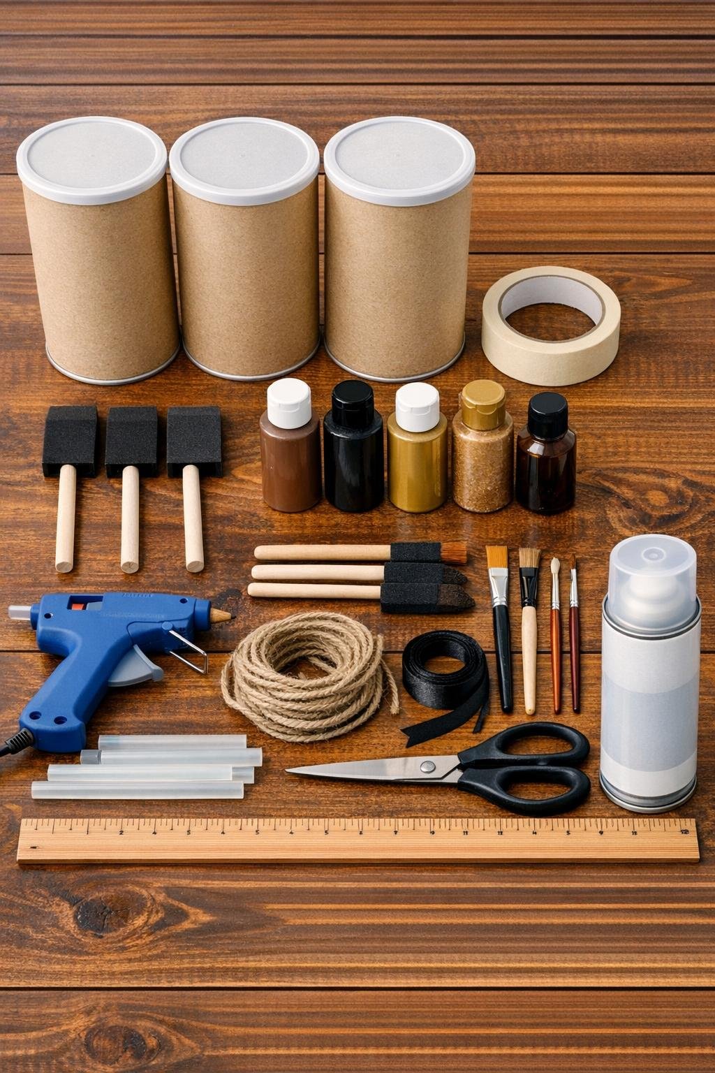 Materials for making three leather-look decorative drums from oatmeal canisters