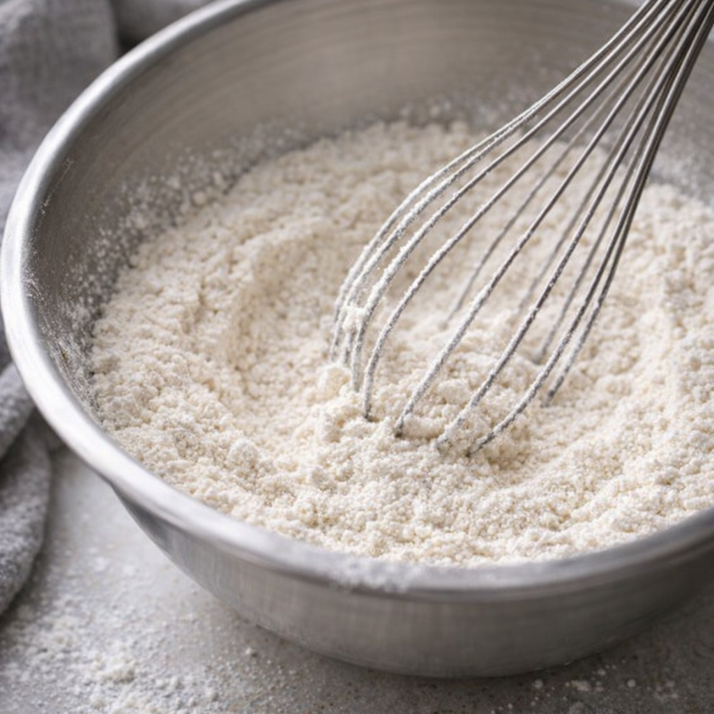 Dry ingredients whisked together in a bowl