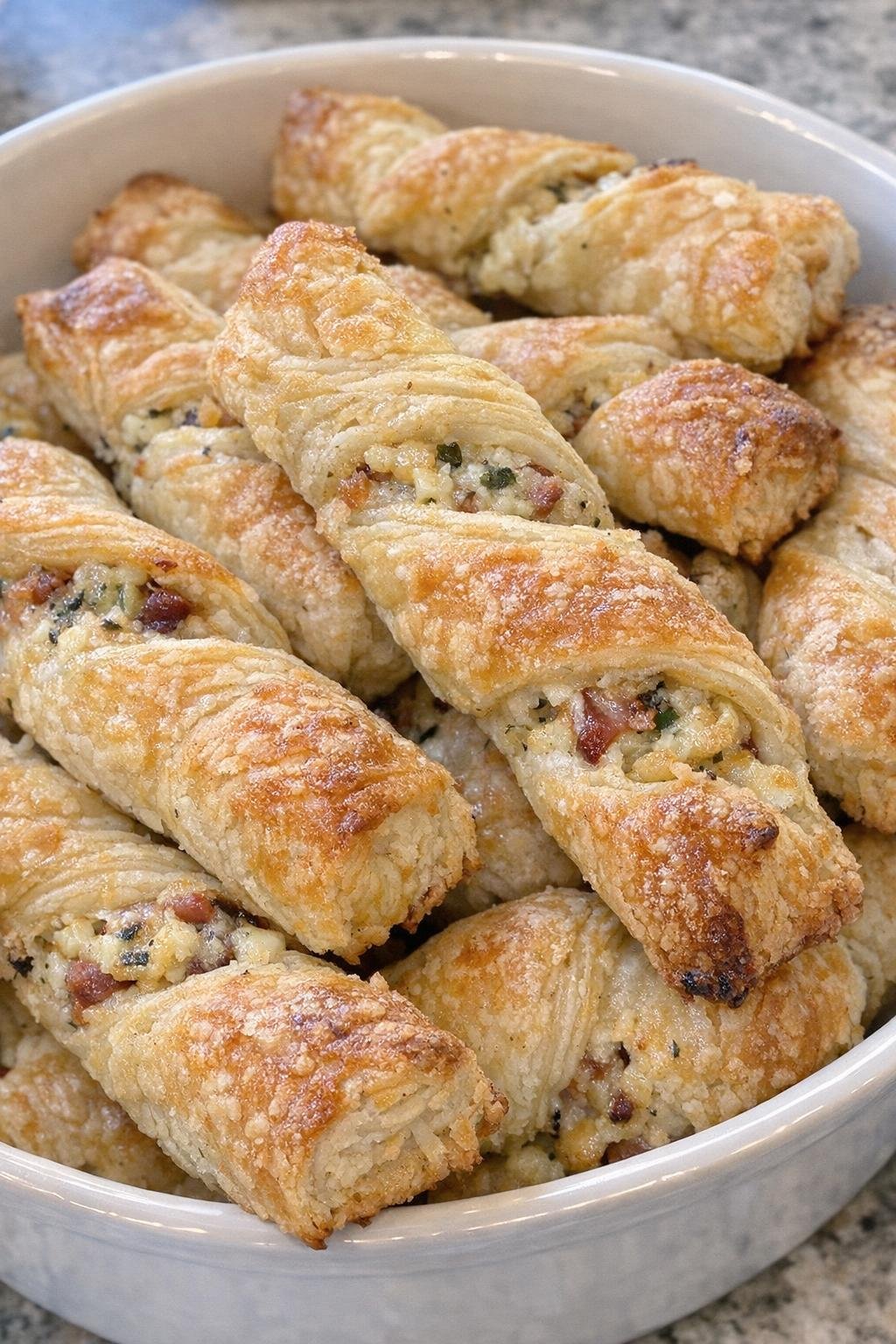Golden flaky pastry twists stuffed with savory filling