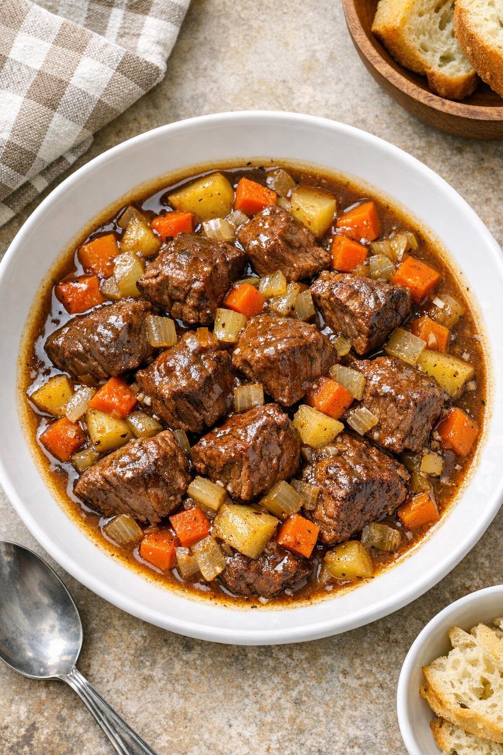 Finished slow cooker beef sirloin served with sauce