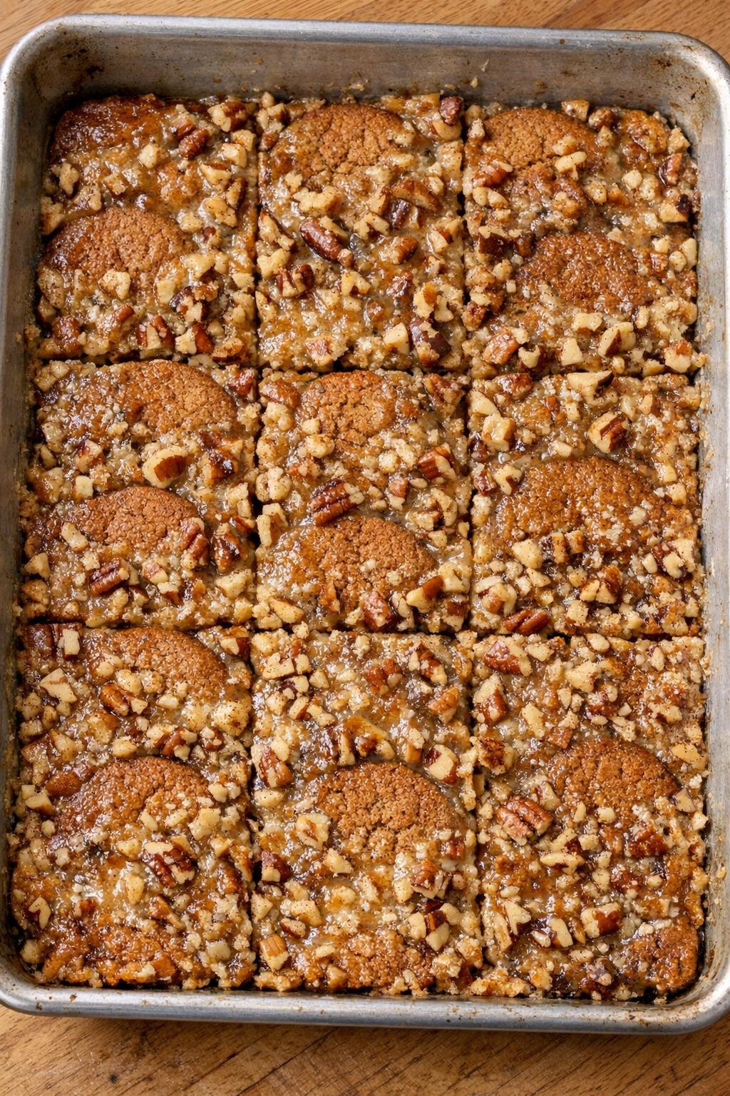 Finished gingersnap bars in a sheet pan