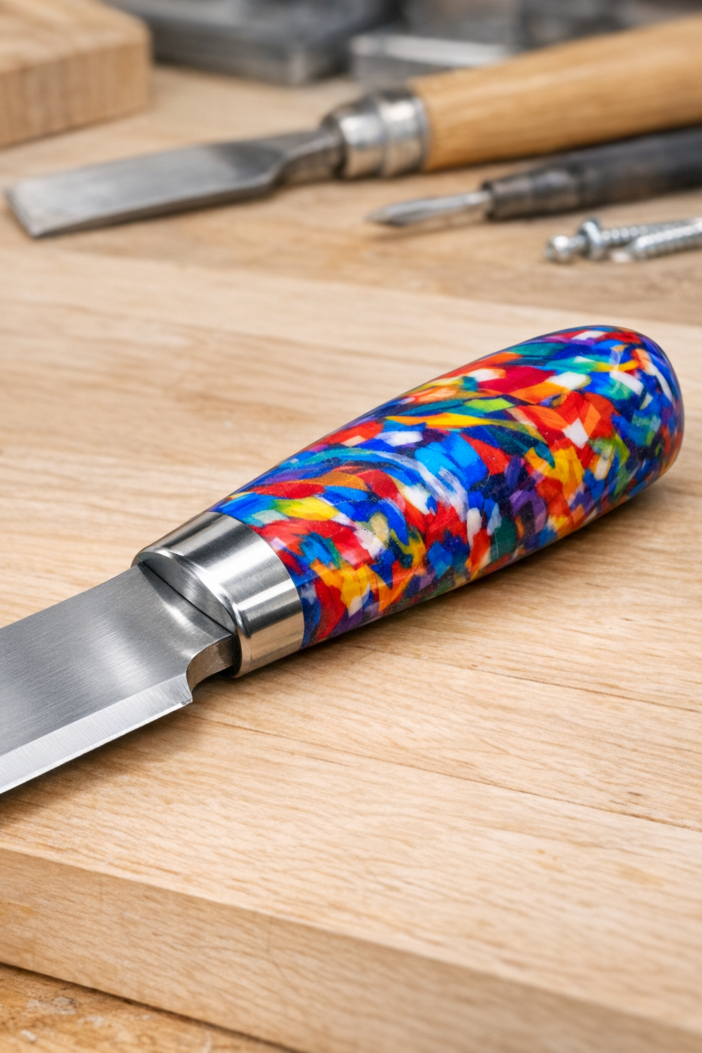 Finished impact-resistant tool handle made from melted markers
