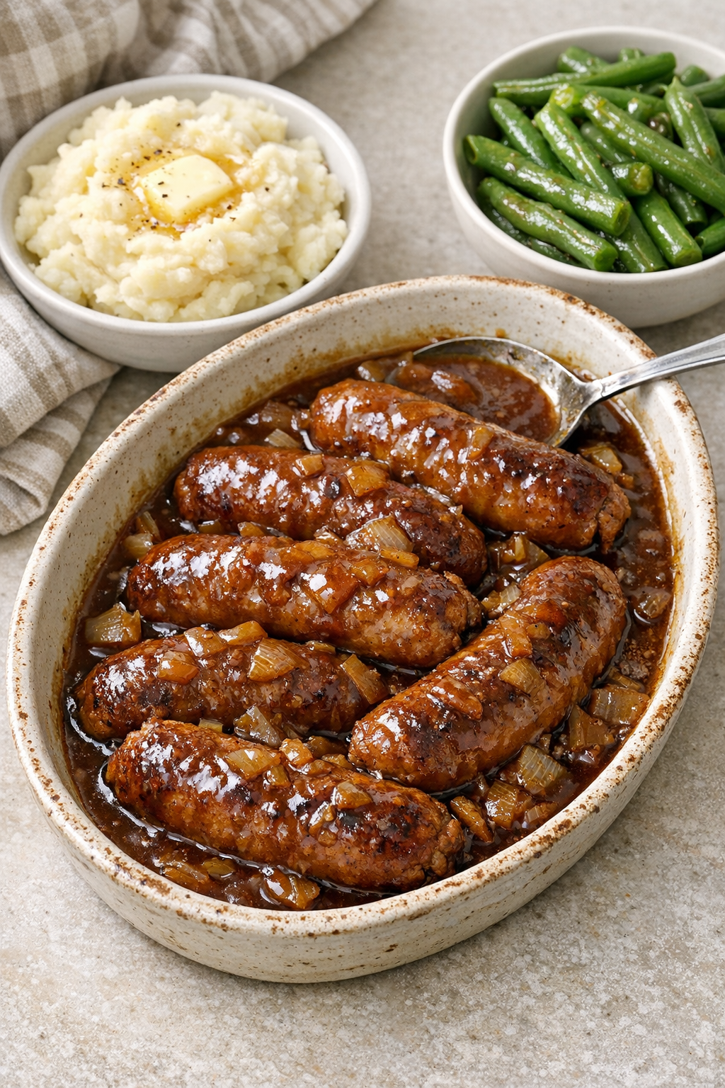 Finished slow cooker sausage links in sauce