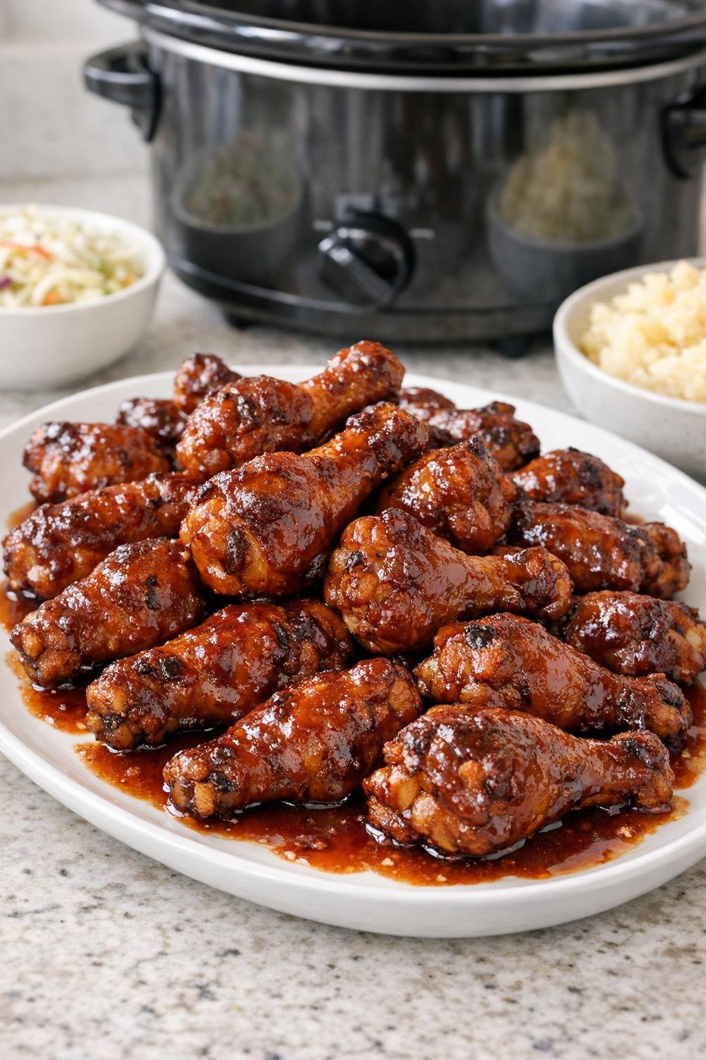 Finished Coca-Cola barbecue chicken drumettes plated