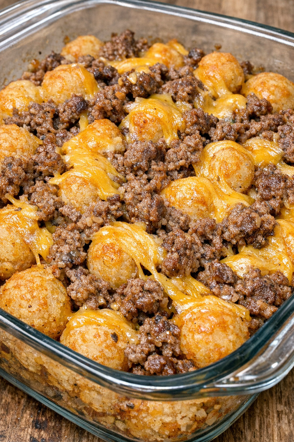 Close-up of finished beef potato puffs
