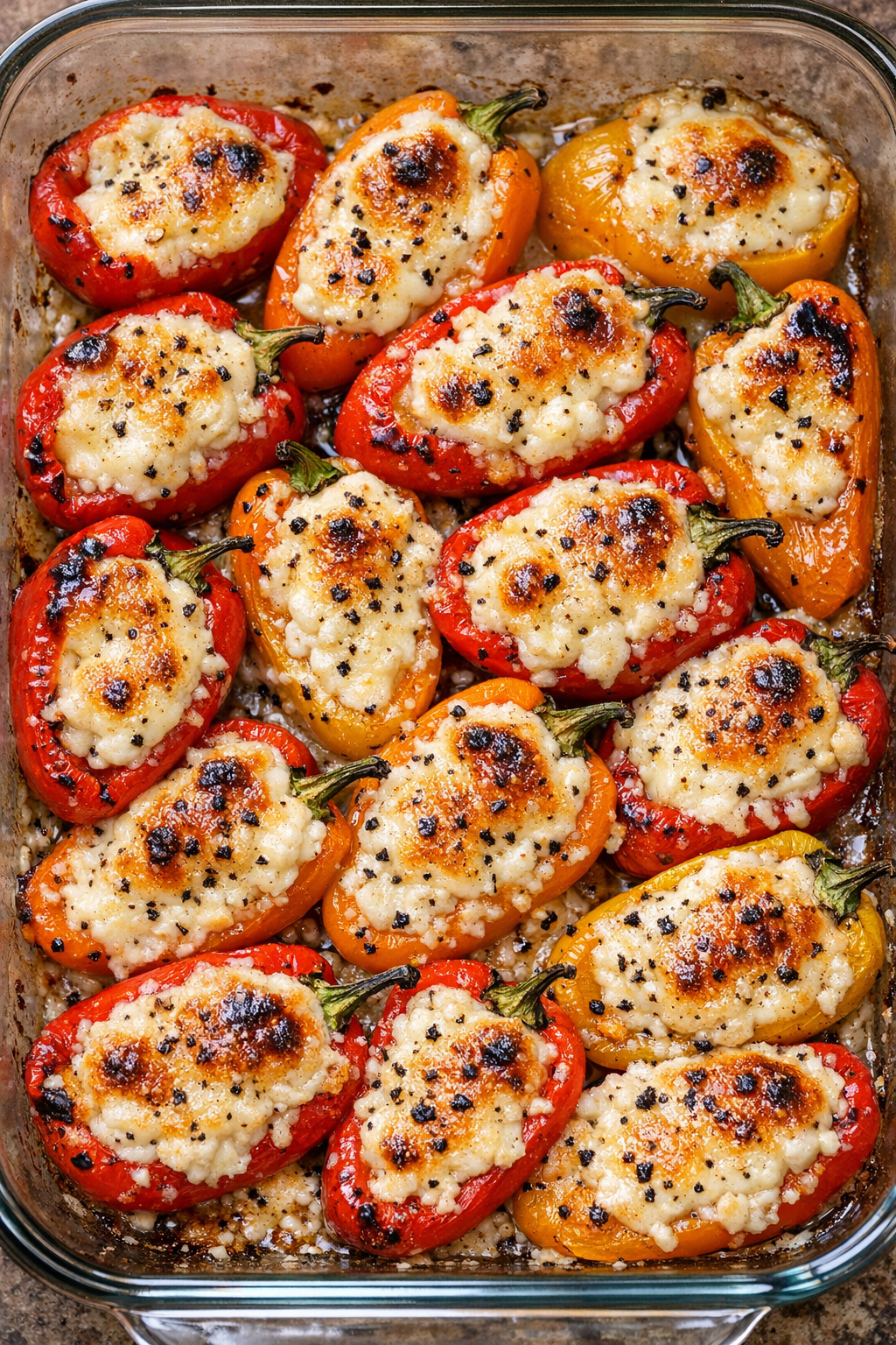Bubbly cream cheese stuffed mini peppers