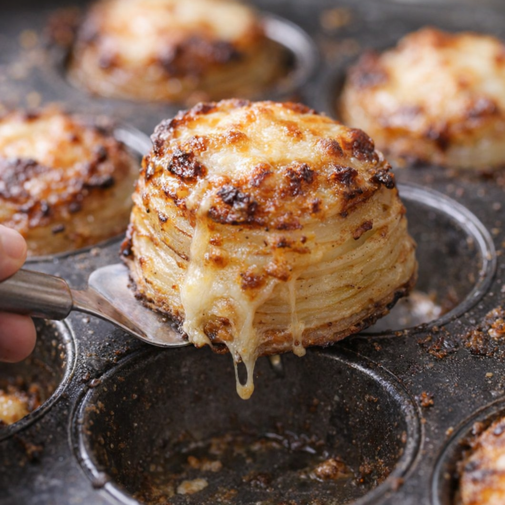 Potato stacks being lifted from the pan
