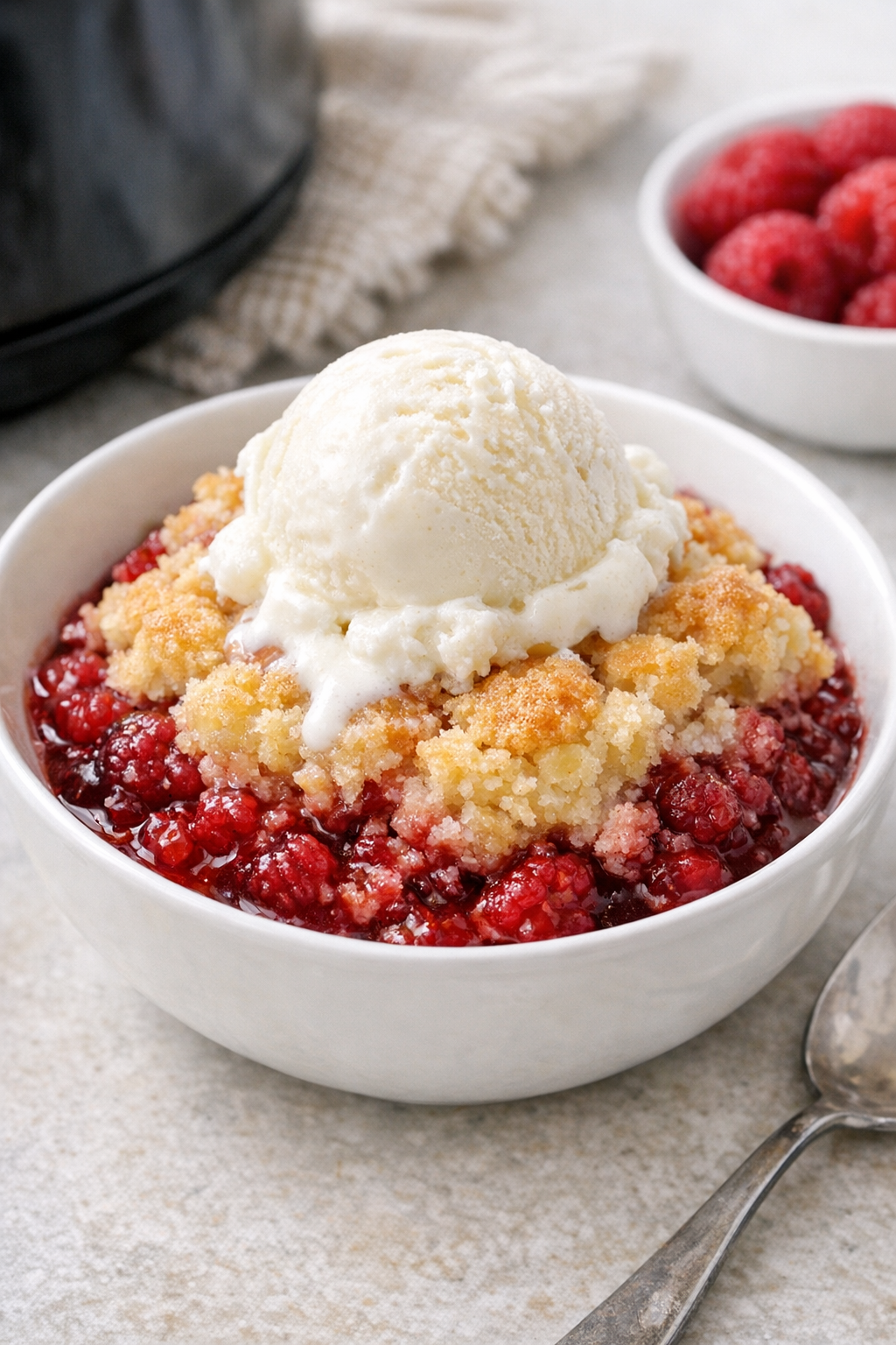 Finished raspberry slow cooker dessert