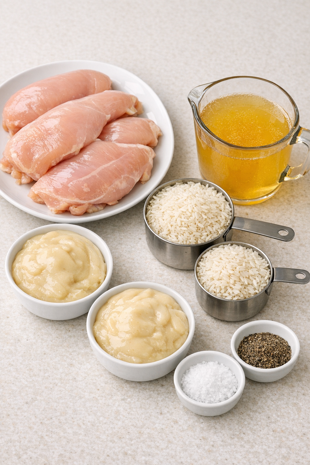 Main ingredients for Amish chicken and rice