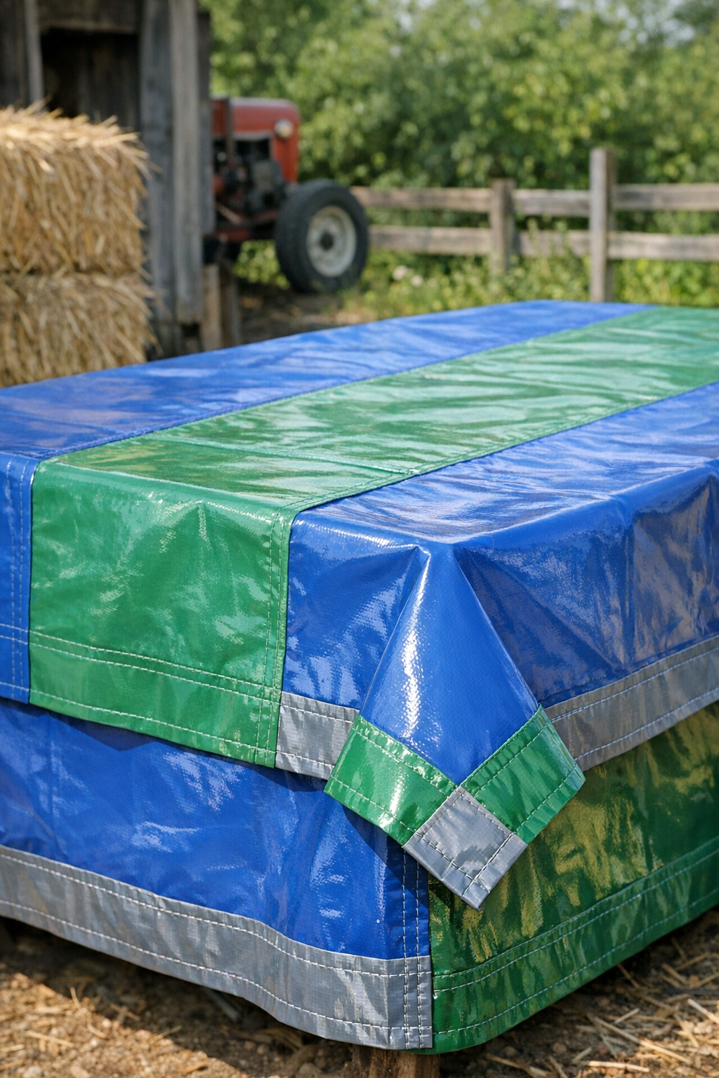Finished heavy-duty waterproof tarp made from vinyl tablecloths