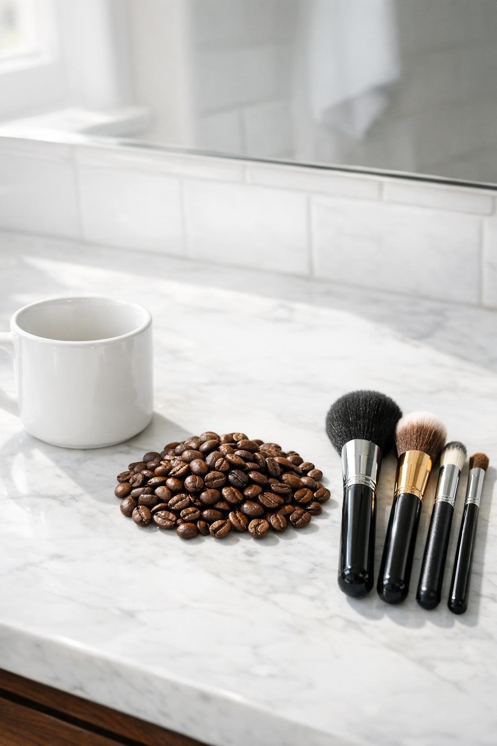 Materials for a ceramic mug coffee bean makeup brush holder