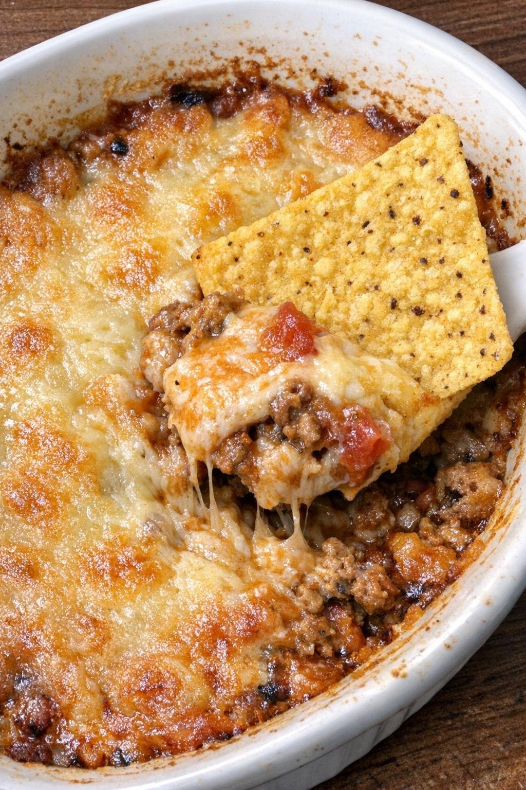 4-ingredient taco thackeray dip in a white casserole dish