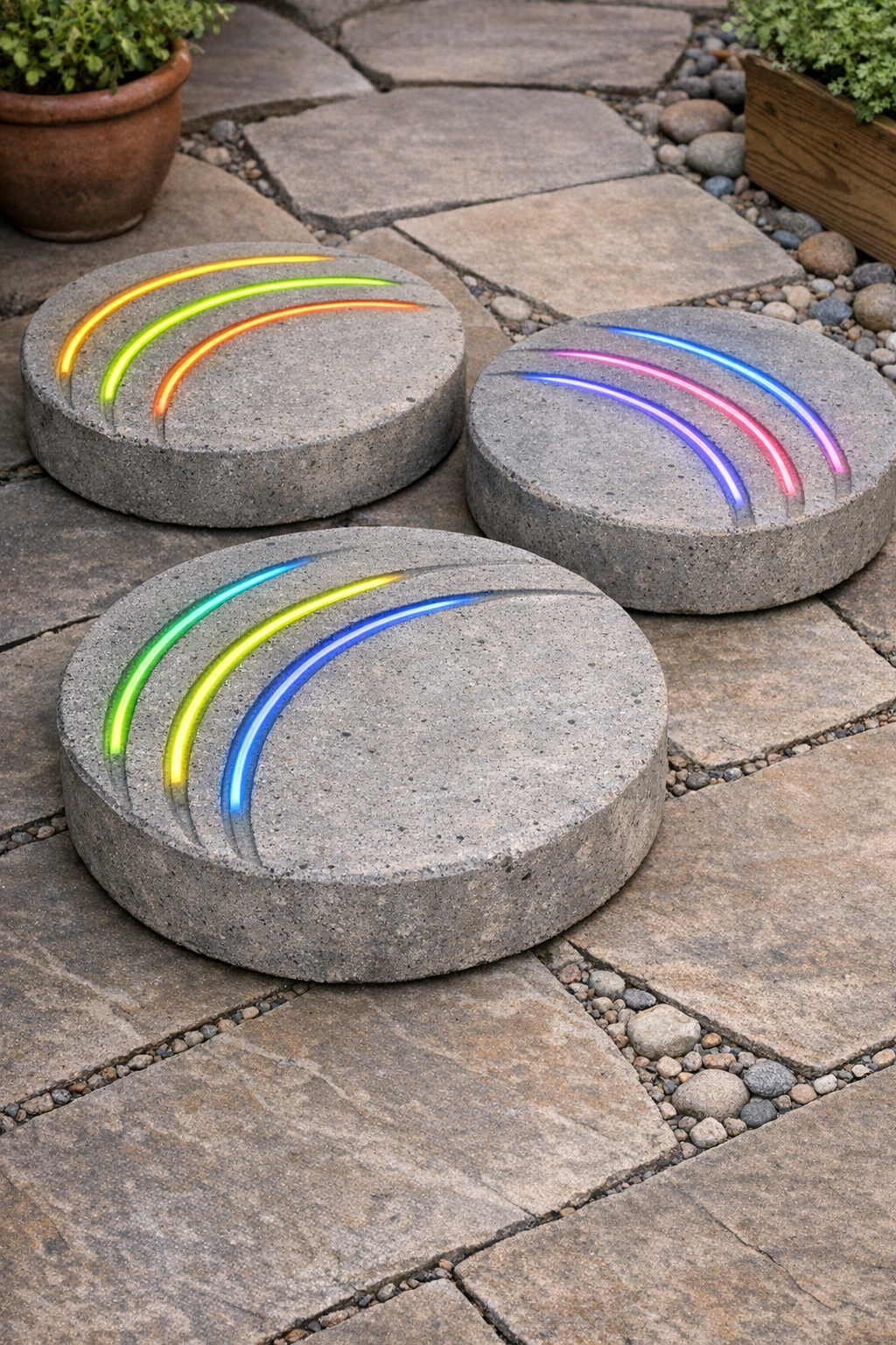Finished heavy streaked cement patio forms