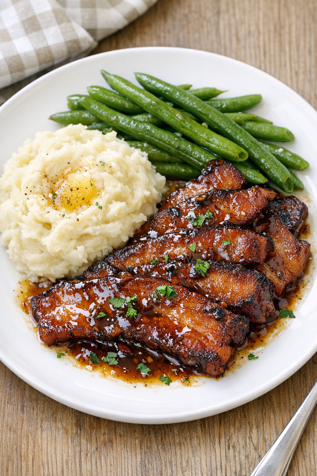 Finished plated slow cooker bacon dish