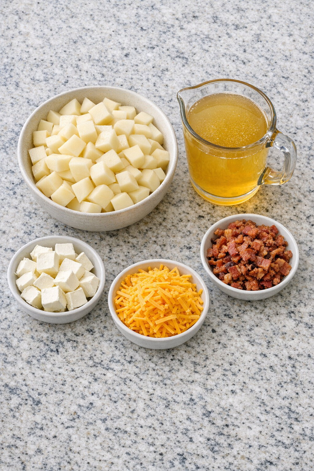 Measured ingredients for loaded potato soup