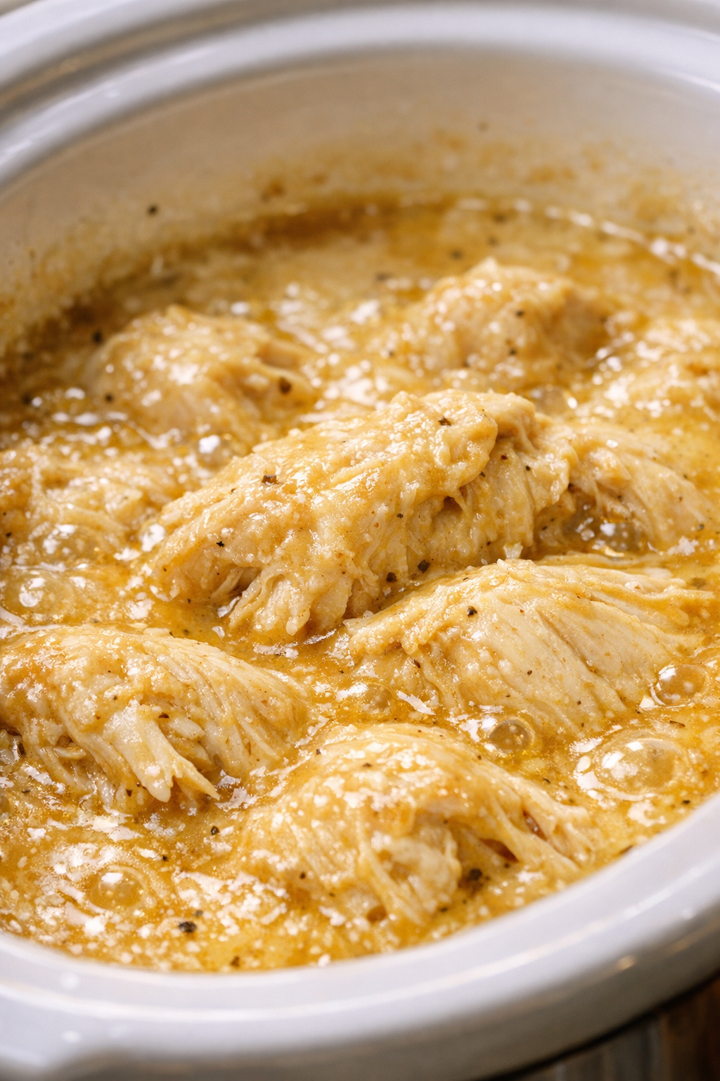 Slow cooker chicken in creamy golden sauce