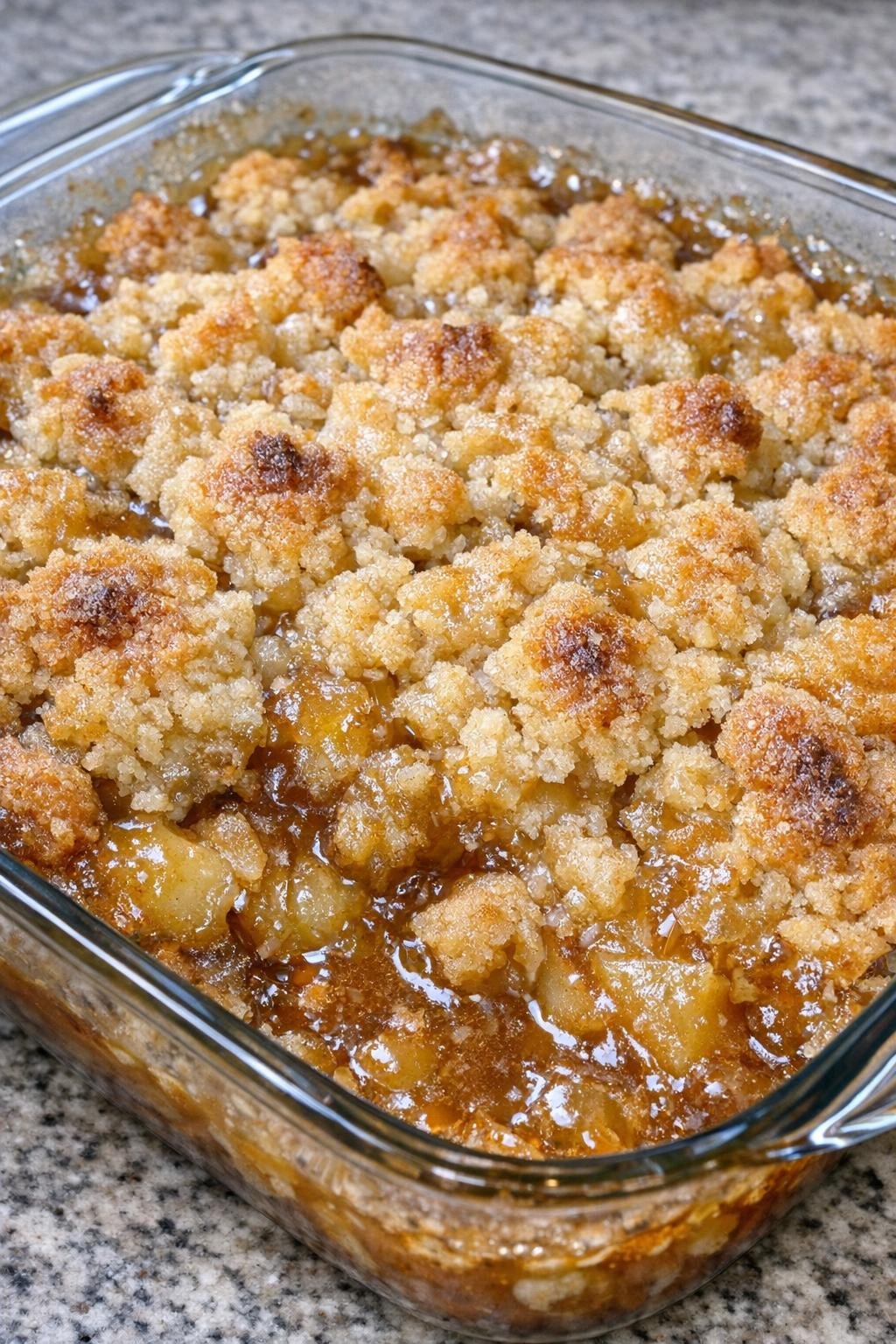 Caramel apple dump cake fresh from the oven