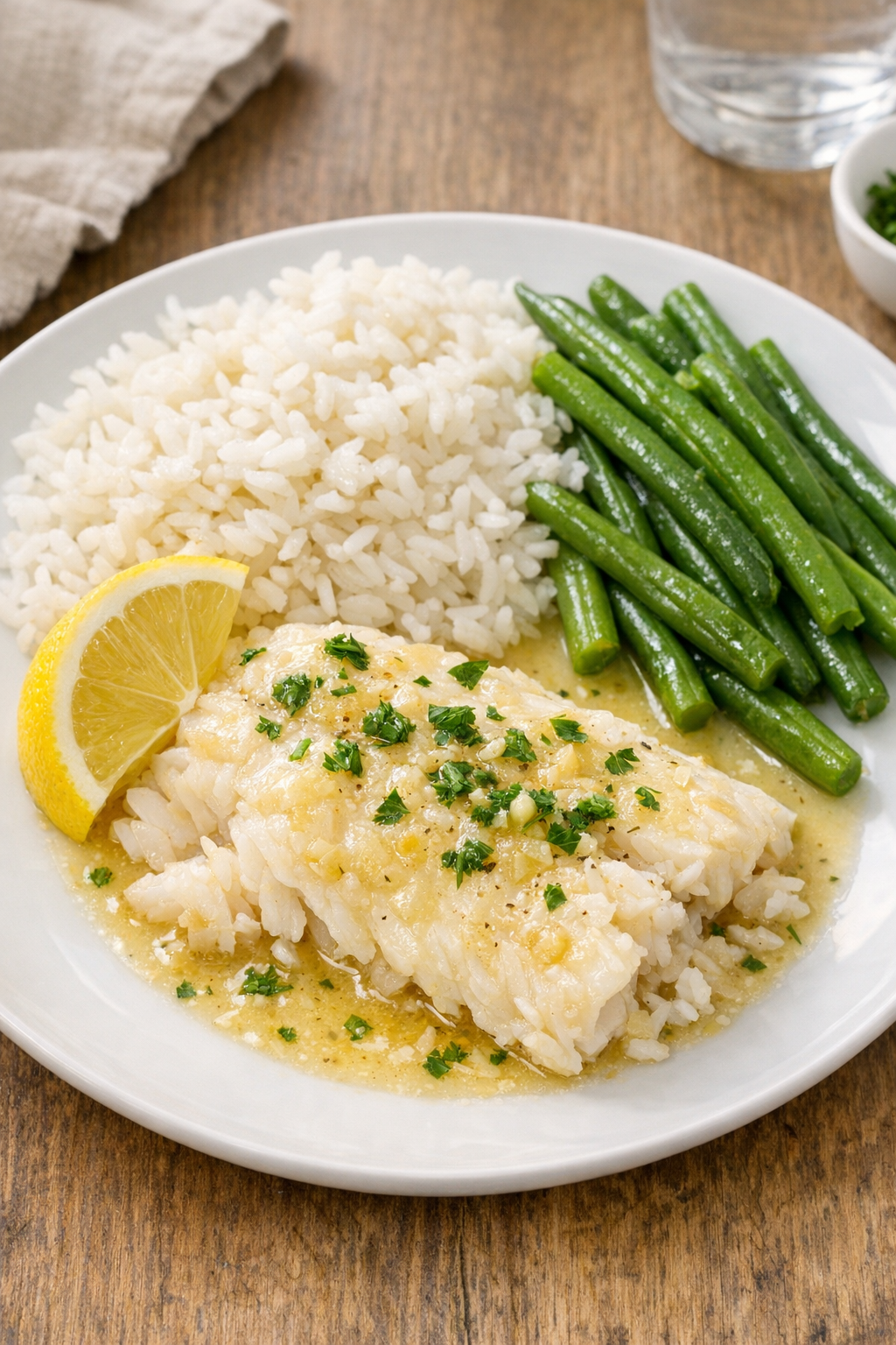 Finished slow cooker haddock plated for serving