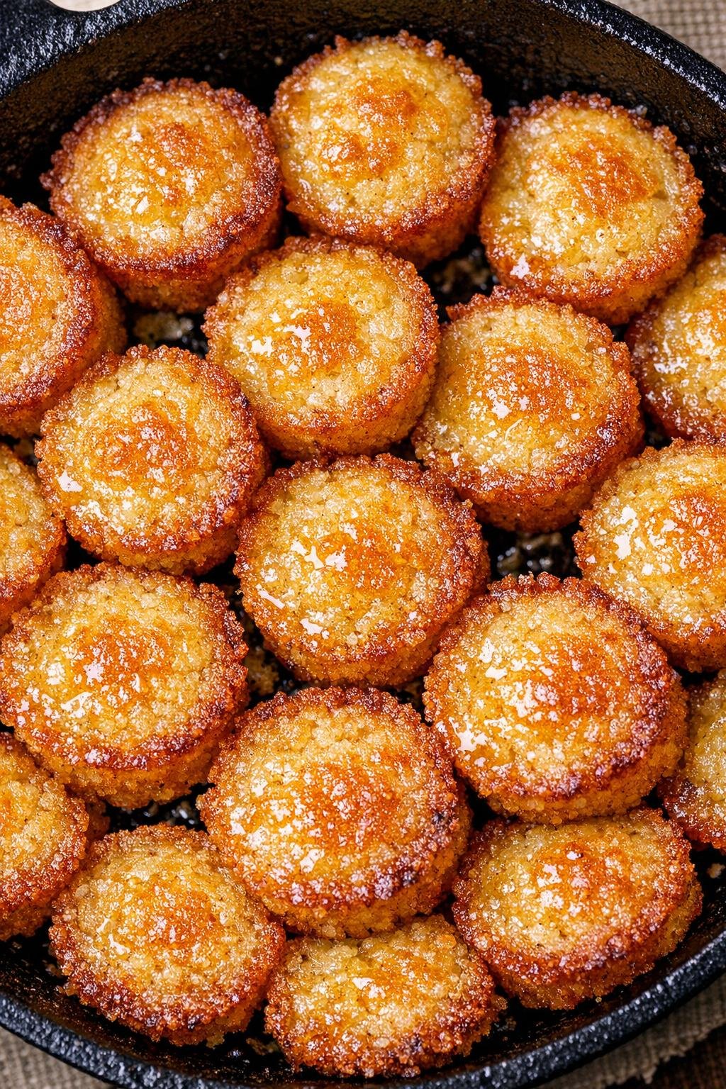 Southern 3-ingredient buttery cornbread bites in a cast iron skillet