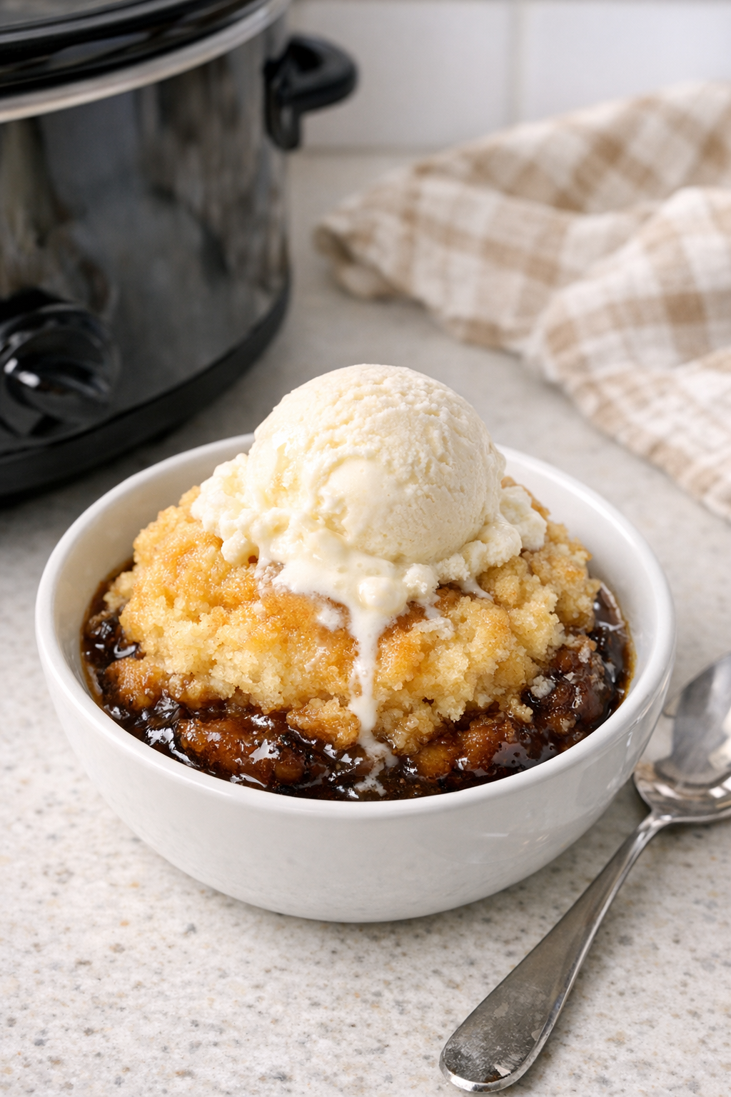 Finished root beer float dessert in a bowl