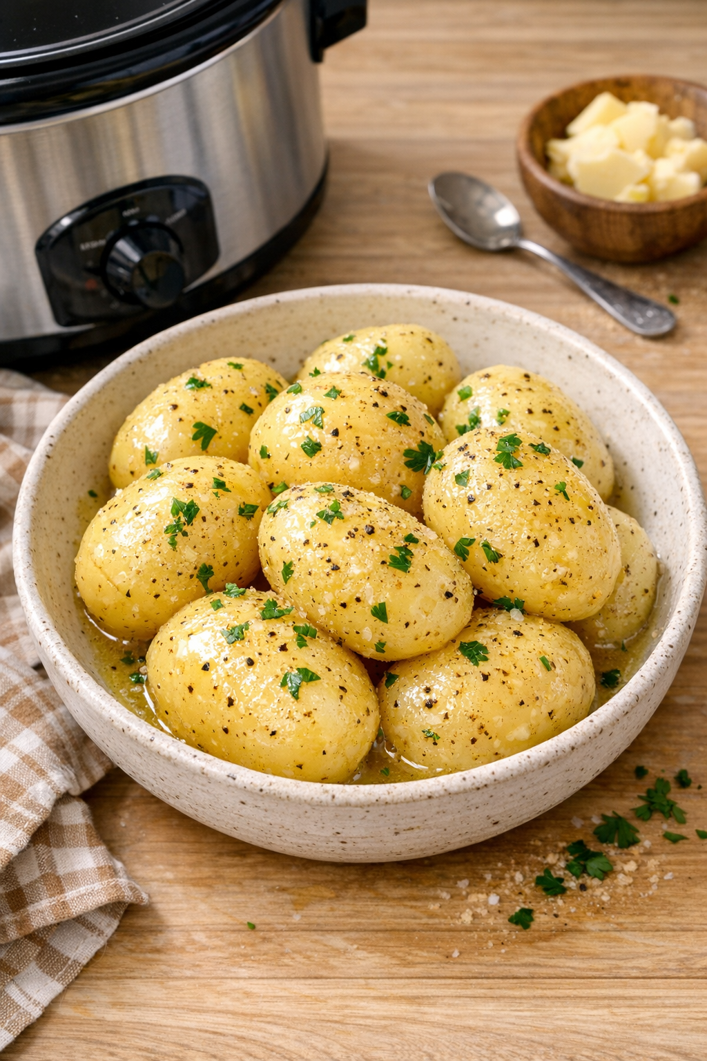 Finished Amish-style buttered golden potatoes