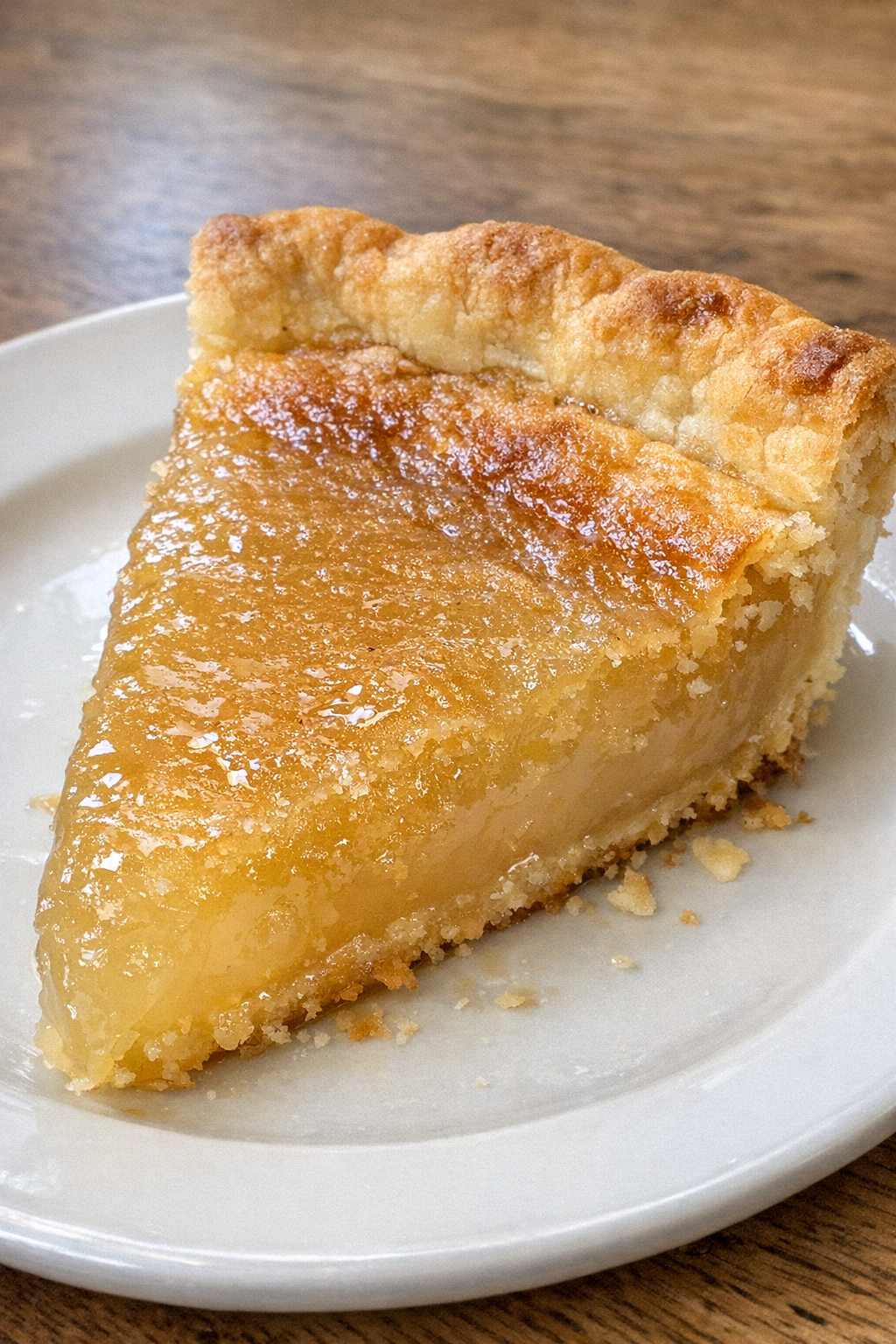 3-ingredient water pie on a white ceramic plate