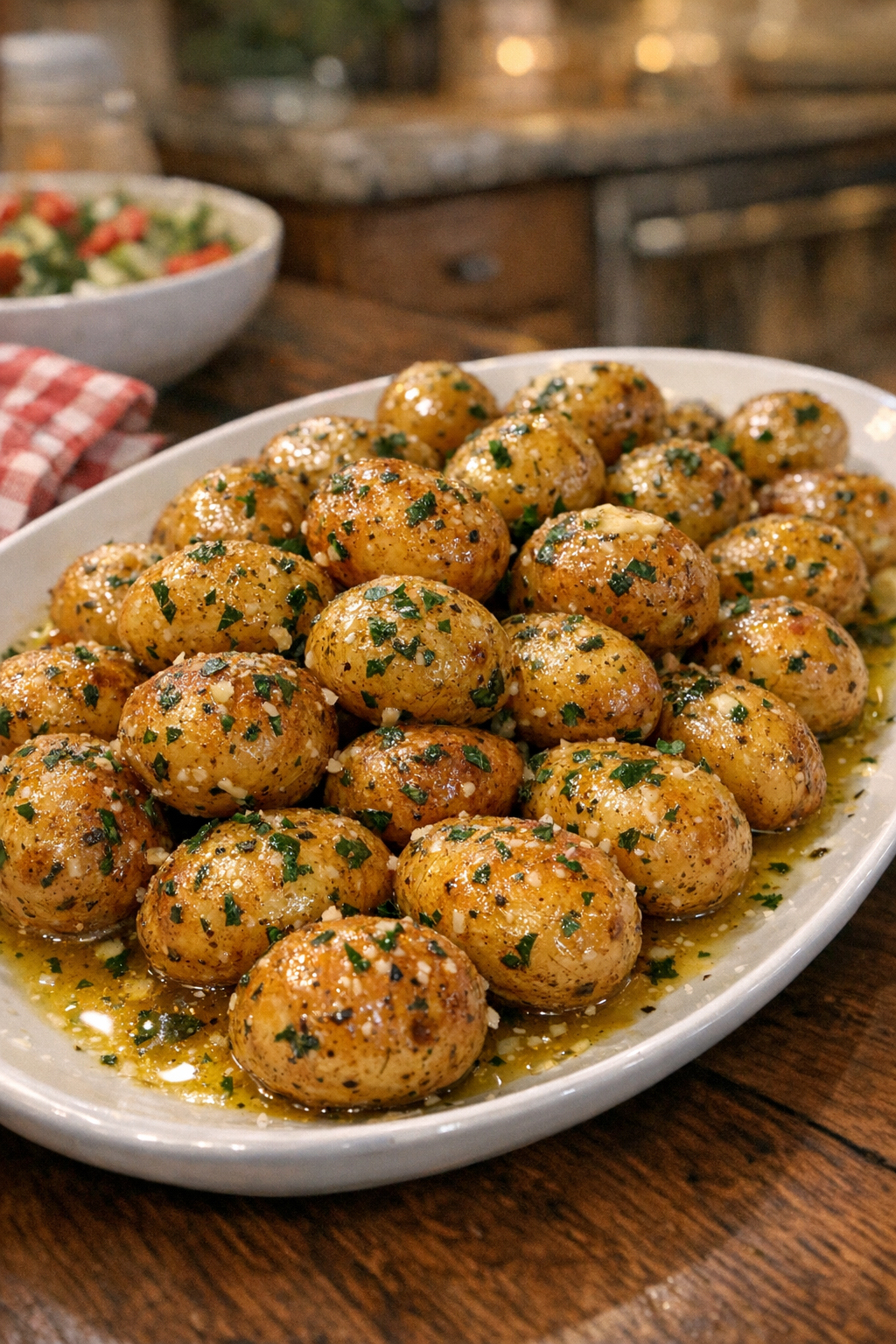 Finished plated herb baby potatoes