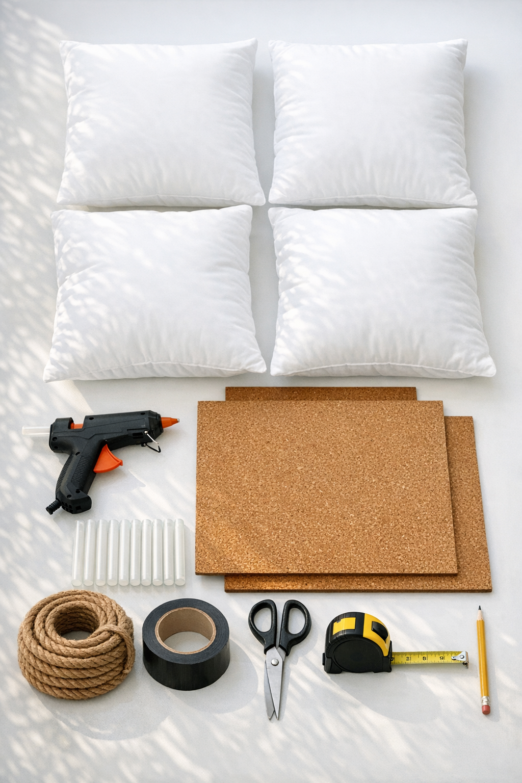Materials for a giant s'more door hanger laid out on a work surface