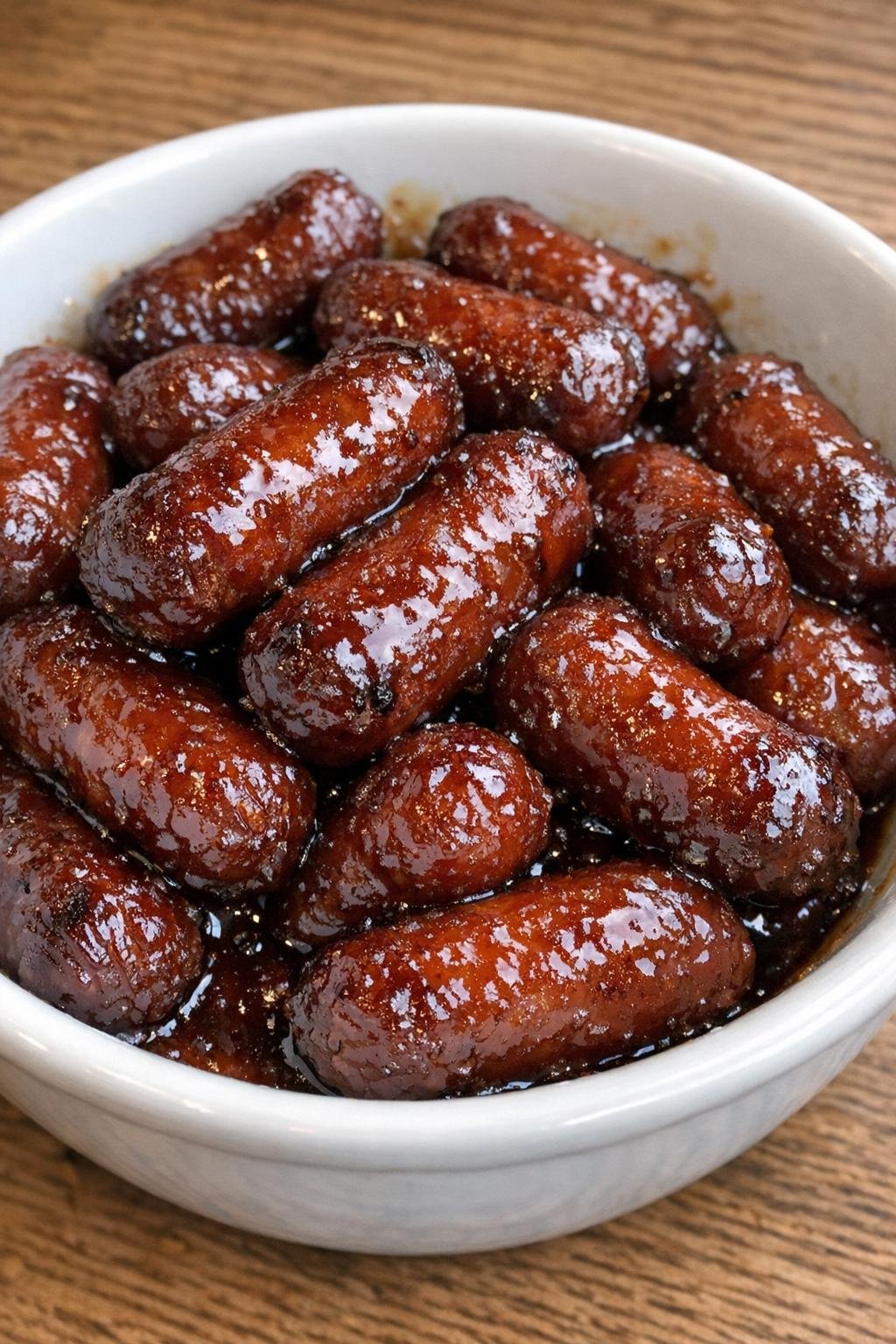 Sticky baked beef cocktail sausages