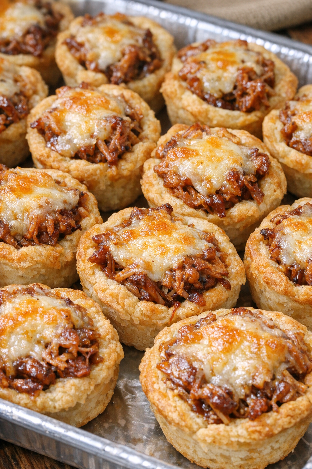 Southern 4-ingredient BBQ pork cups on a serving tray