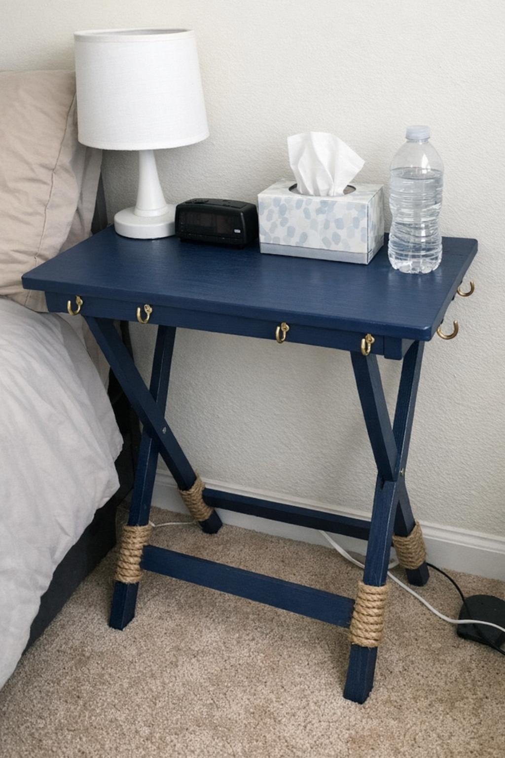 Coastal-style TV tray nightstand