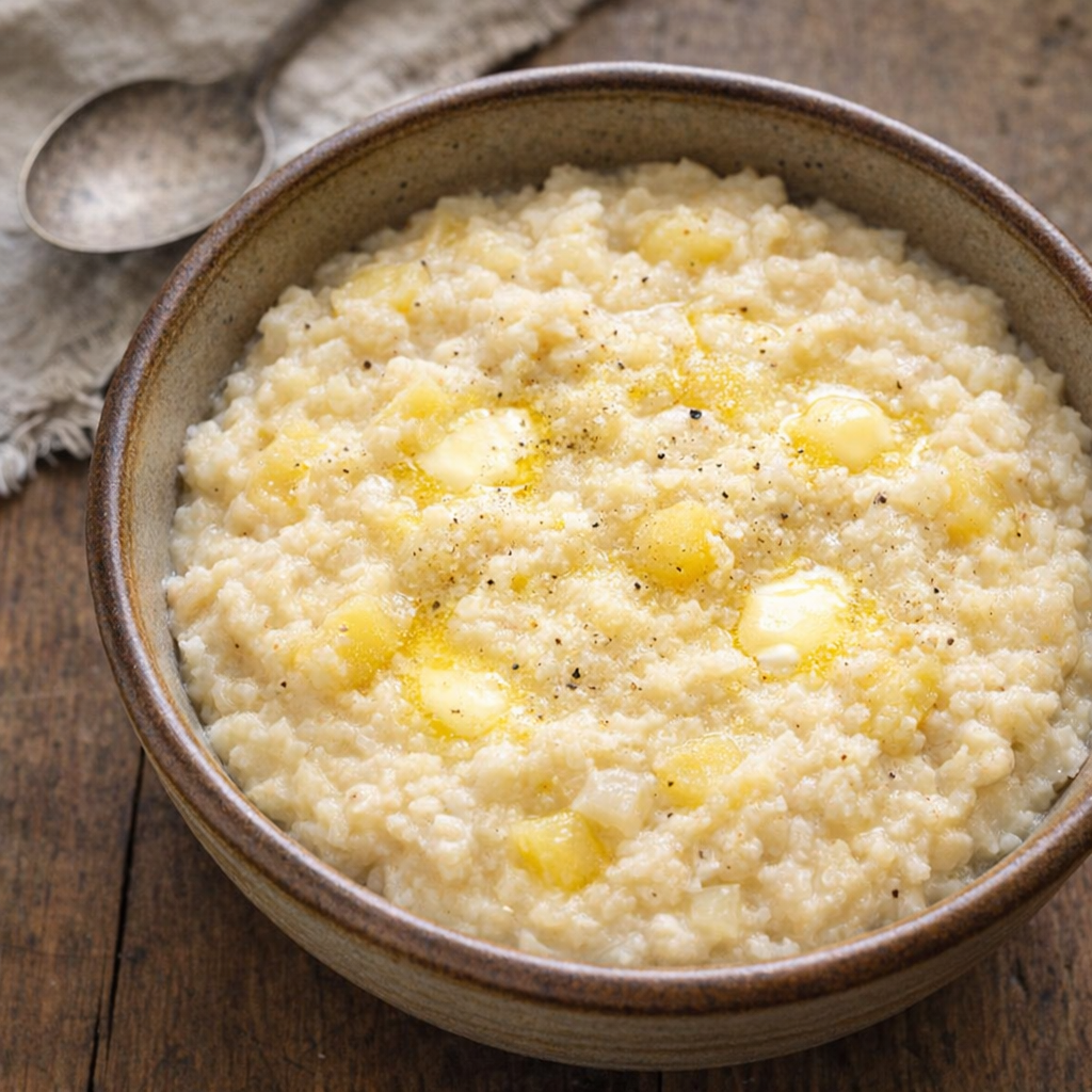 Rustic bowl of potato and turnip mash on a farmhouse table