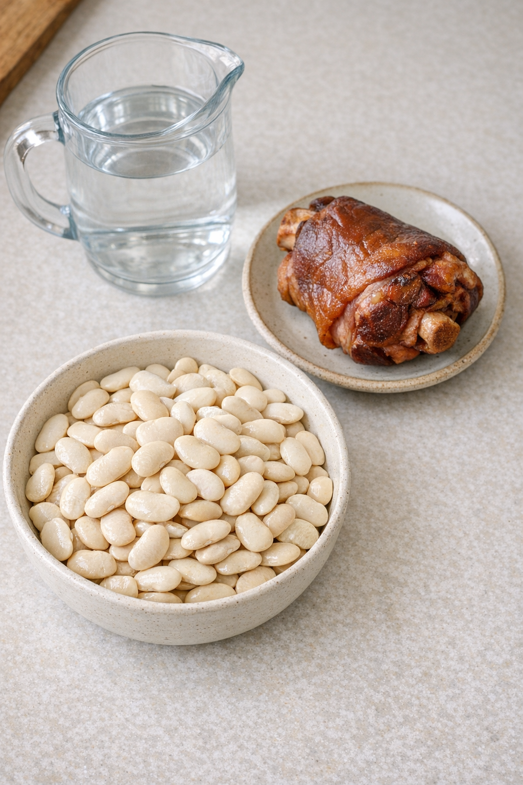 Butter beans, ham hock, and water for the recipe
