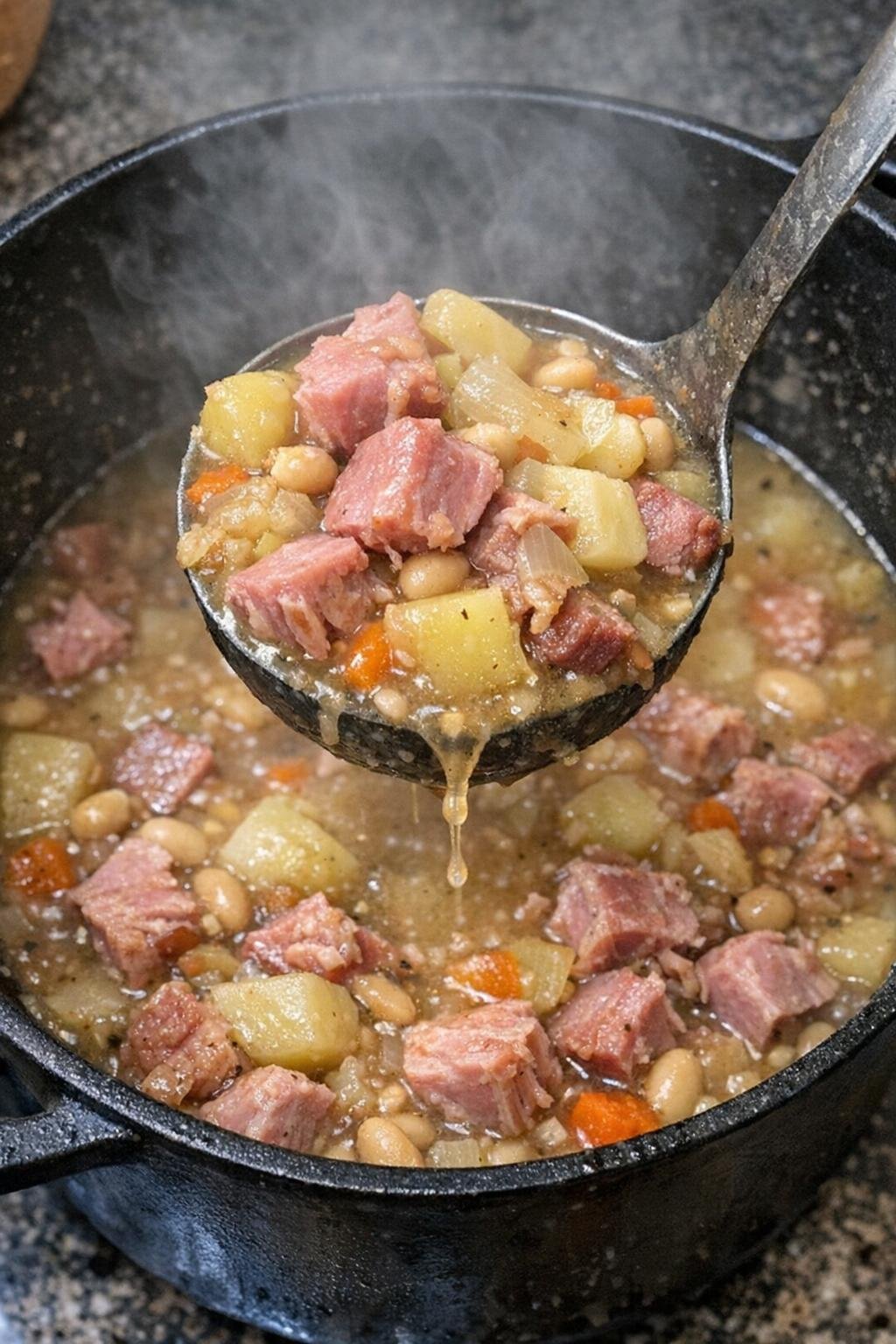 Finished ham bradley in the pot